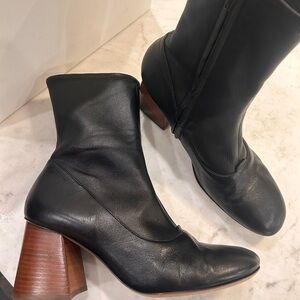 Celine Black and Brown Leather Heeled Boots